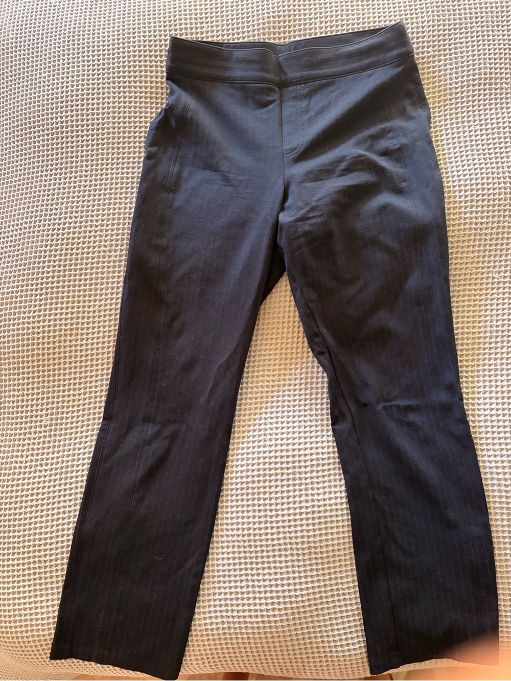 SPANX Women’s Black Pinstripe Stretch Dress Pants Cropped
